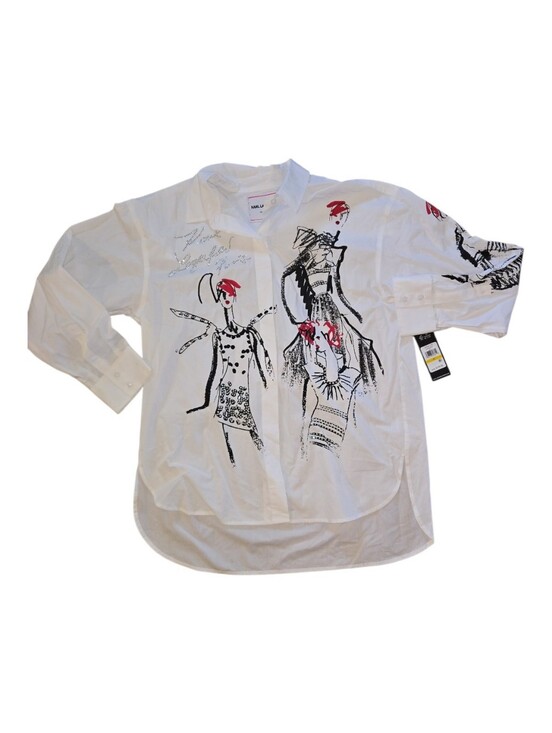 Karl Lagerfeld Tops - NWT Karl Lagerfeld White Graphic Button-Up Size M